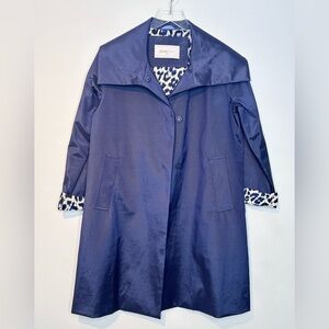 Jane Post Navy Blue Trench Coat All Weather Jacket  Size S